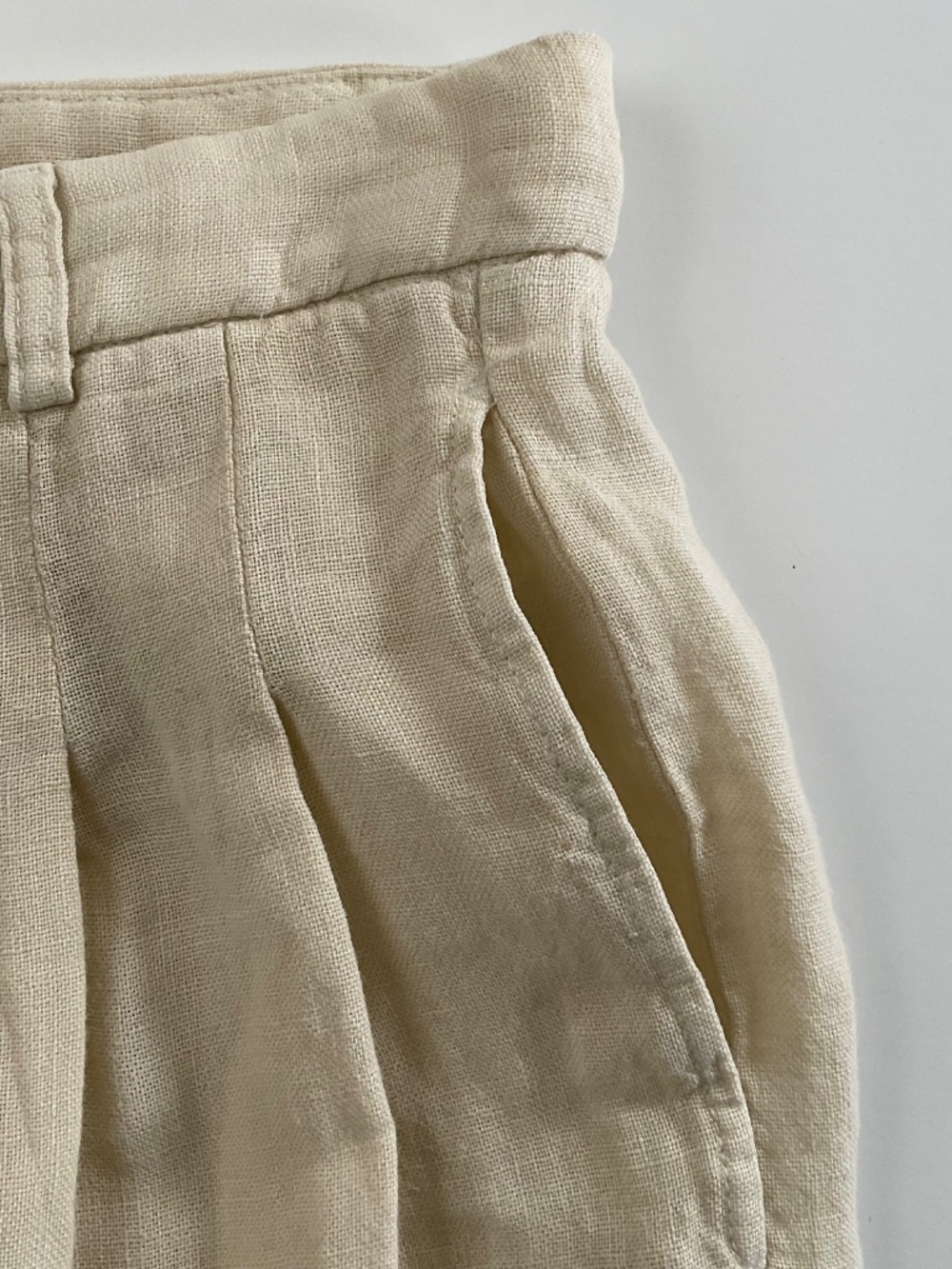 Free People 100% Linen Wide Leg Pleated Trousers Sz 2 Beige Natural Slouchy Boho - Picture 6 of 12